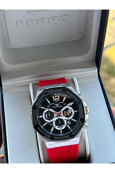 FERRO 30 Mt Water Resistant Men's Wristwatch - Silicone Cord, Internal Functions Active Efm.31398-J8