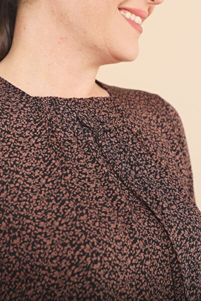 Ferace Kadin Tesettur Elbisesi Anne Buyuk Beden Elbise Maxi Kahverengi