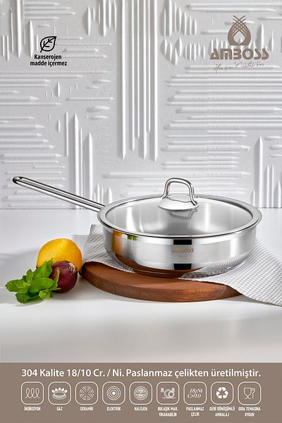 Amboss Saphire 28 cm - Steel Pan with Glass Lid