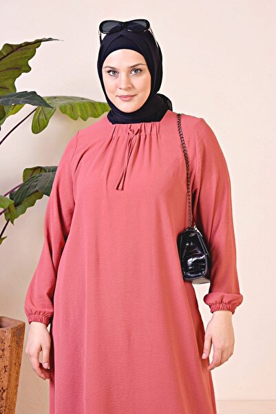 Ferace Hijab Comfortable Fit Γυναικείο φόρεμα μεγάλου μεγέθους Viscose Dusty Rose