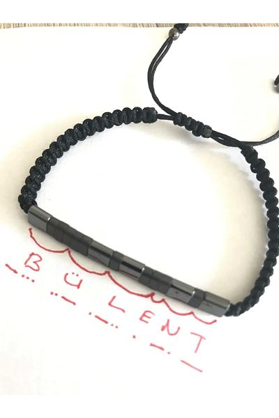 Tralles Takı Morse Alphabet Name Written Natural Stone Hematite Bracelet