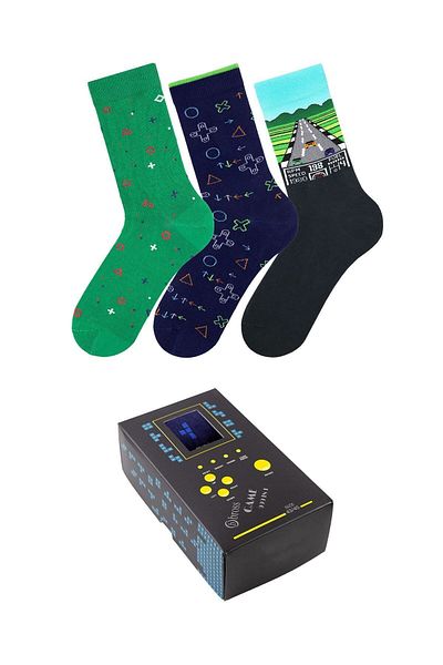 Bross Ανδρικές κάλτσες 3 τεμαχίων Tetris με θέμα Socket Boxed-1