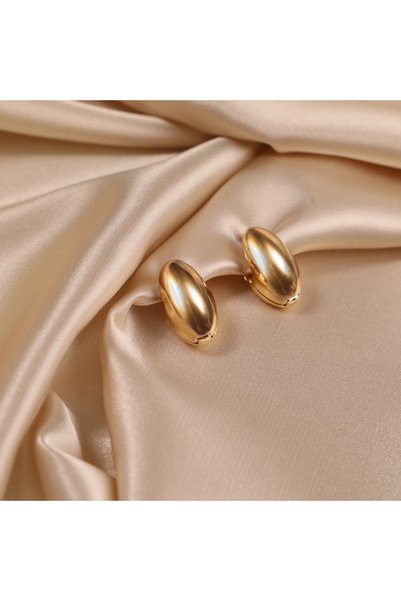 FOURSOLOS Women &Apos; S Steel Earrings, Filled Oval, Gold Color, No:208