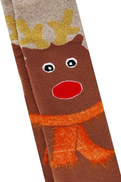 Bross Santa Claus Pattern Towel Children's Pantyhose Winter Socks