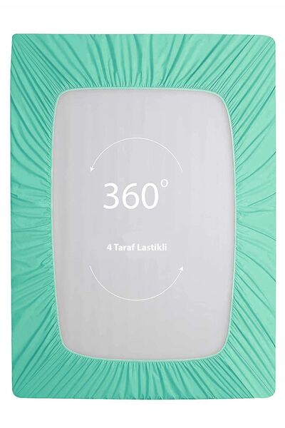 MonoHome Oeko-tex® Certified 100% Cotton Fitted Sheet - 57 Wire Water Green (Duvet Cover Made from Kumash)