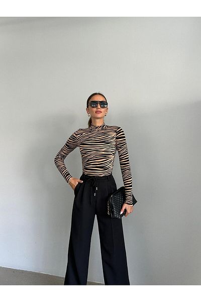 mydukkan.co Μπλούζα Fisherman με σχέδιο Tan Zebra