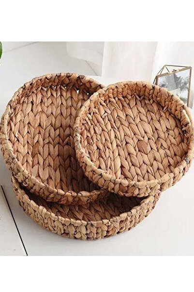 SepetçiBaba 3'lü Hasır Tepsi Yuvarlak - 28272