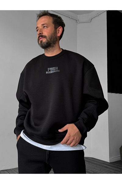 BYBASICMAN Black Push Embossed Sweatshirt Yp-4095