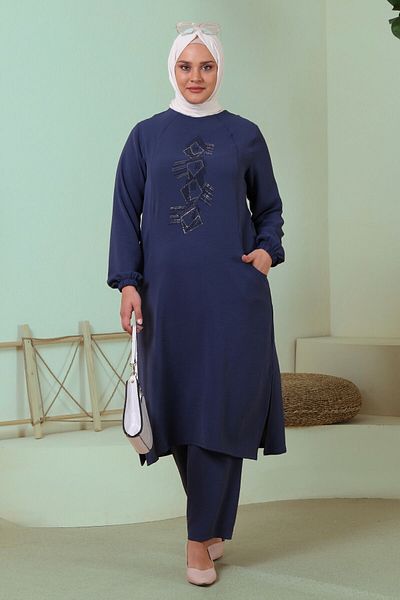 Ferace Large Size Double Sets Women's Ayrobin Tunic Set Indigo