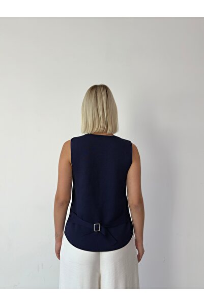 Somut istanbul Women's Knitwear Buckle Detailed Buttoned Vest