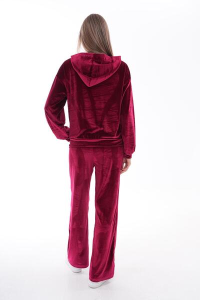 WestBound Claret Red Women's Tracksuit Set - Casual Velvet
