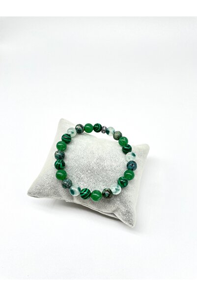 Gorgeous Shades of Green: Fluorite & Agate & Malachite & African Turquoise Natural Stone Bracelet
