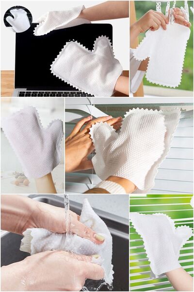 Duffa 10 قطع من قفازات الغبار السحرية المقاومة للخدش، قفازات تنظيف أطباق المط...