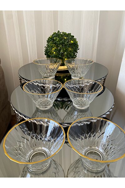 atabey home collection 6 Pcs Bowl and Snack Bowl and Ice Cream Bowl - Gold Detailed