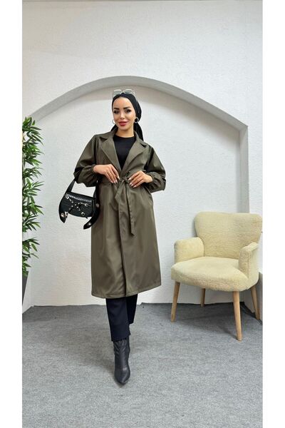 moda zeynaa Balon Kol Düz Trençkot