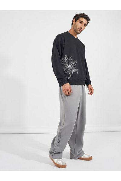 Styli Eyelet Detail Bonded Fleece Oversized Joggers