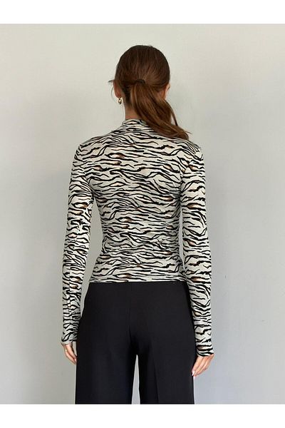 mydukkan.co Μπλούζα Fisherman με σχέδιο Grey Zebra