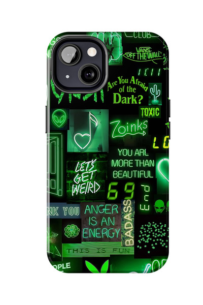 izzytech حافظة هاتف iPhone 14 PRO بتصميم نيون كولاج - حافظة بنمط ملون وعصري، ...