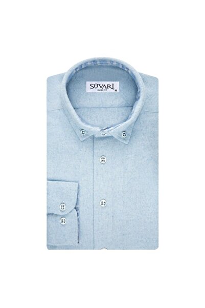 SÜVARİ Cămașă Slim Fit din flanel albastră