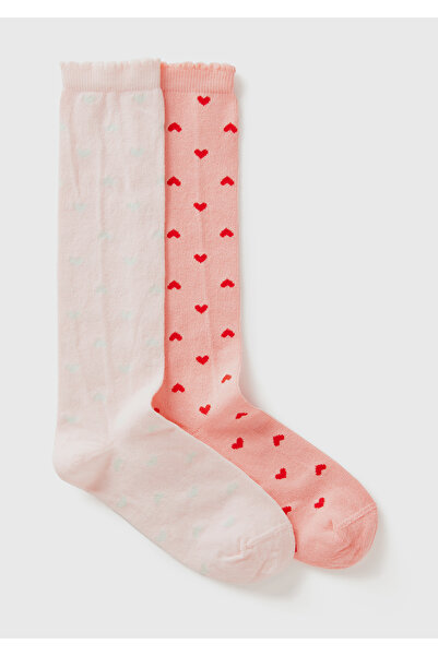 United Colors of Benetton Erkek Çocuk Pembe Mix Desenli Ucu Fırfırlı 2'li Uzu...