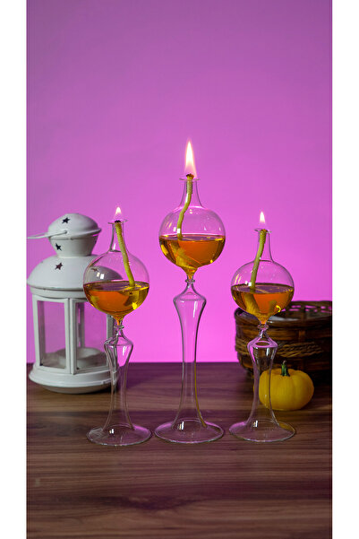 Yansıma Cam Dekoratif Hediyelik El Yapımı küre Kandil 3'lü Set (200 ML 'ŞEFFA...