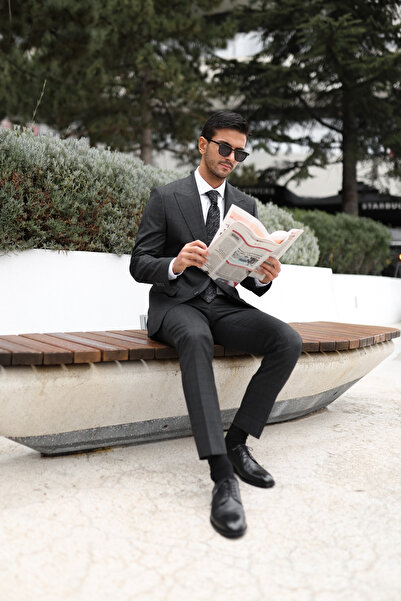 AEK FIORE Erkek Füme Ekose Takım Elbise