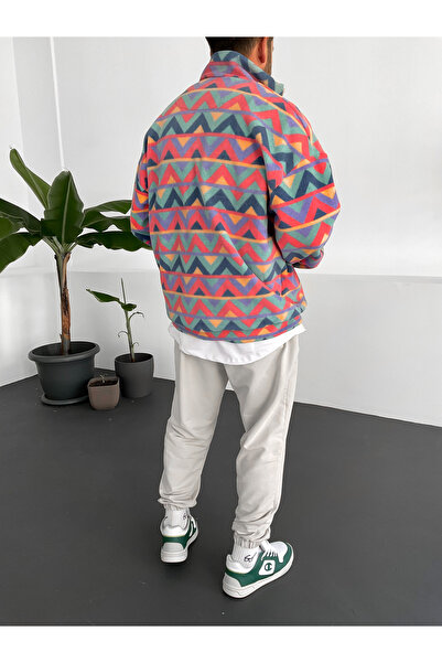 BYBASICMAN Поларна блуза с геометрични цветни мотиви - PM