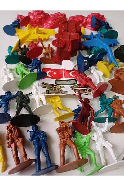 OYUNCAKSAHİLİ 100 Pieces Full Soldier Set - Tank, Helicopter, Commando Plane and Strategy Toy 2 Packs