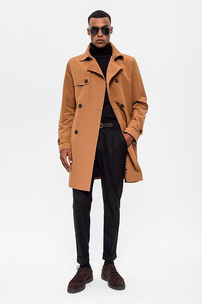 Antioch Tan Belted Double Breasted Trench Coat