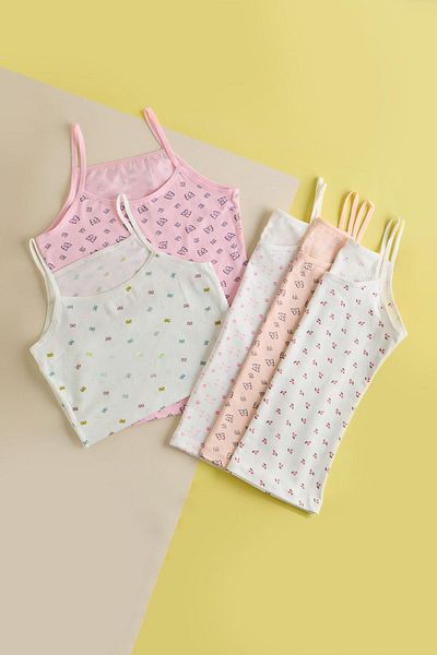 Katia&Bony Tricou cu bretele subțiri pentru fete - Pachet de 5, multicolor
