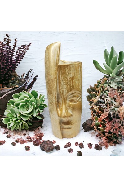 Peramari Πολυεστερικό Μονό Γυναικείο Βάζο Λουλούδια - Κρεμ Χρυσό Αντίκα