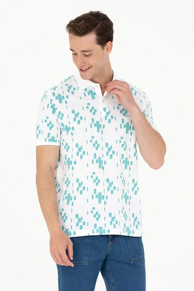U.S. Polo Assn. Ανδρικό μπλουζάκι με γιακά πόλο μέντας 50263426-VR090