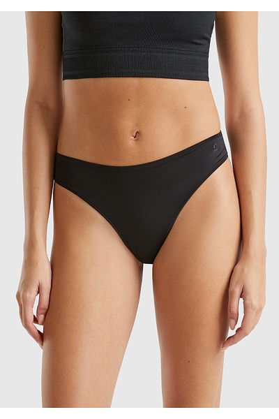 United Colors of Benetton Women's Black Cotton Blended Logo Detailed 3-Piece Panties Set