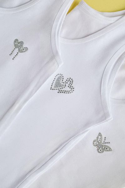 Katia&Bony White Stone Printed Thick Girl's Tank Top - Pack of 5