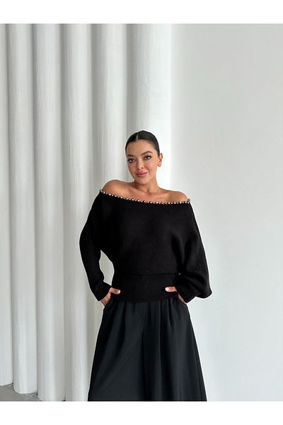 Laluvia Fekete Venus Heeled pulóver-4435