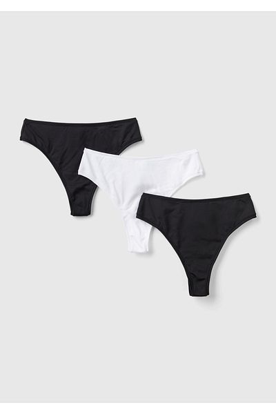 United Colors of Benetton Women's Black Cotton Blended Logo Detailed 3-Piece Panties Set