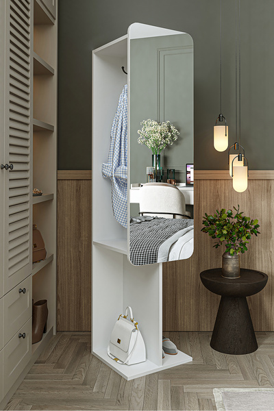 ROOMART Opal Vestiyer,  Portmanto,  Ayakkabılık, Aynalı Askılı Portmanto