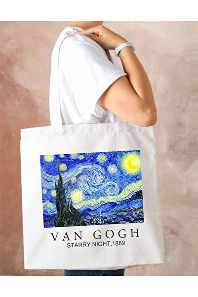 Outdoor One Van Gohg Baskılı Bez Çanta Kadın Omuz Çantası 33cm x 38cm CNT080