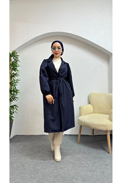 moda zeynaa Balon Kol Düz Trençkot