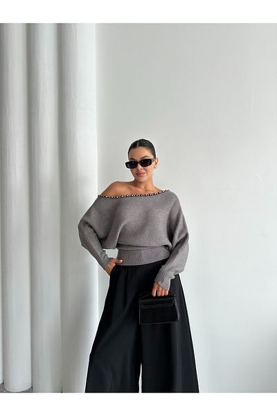Laluvia Szürke Venus sarkú pulóver-4435