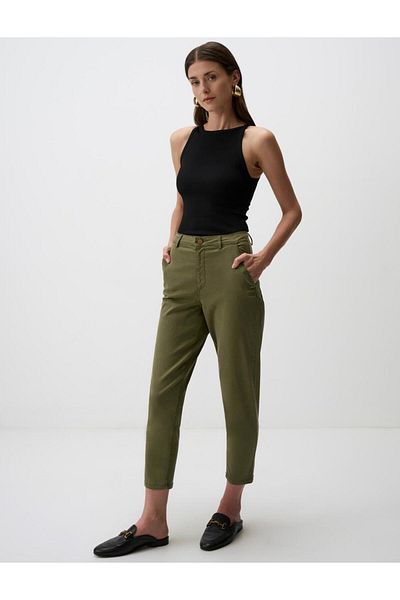 Jimmy Key Khaki Regular Leg Pocket Gabardine Trousers