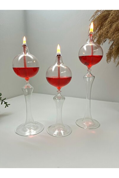 Yansıma Cam Dekoratif Hediyelik El Yapımı küre Kandil 3'lü Set (200 ML 'ŞEFFA...