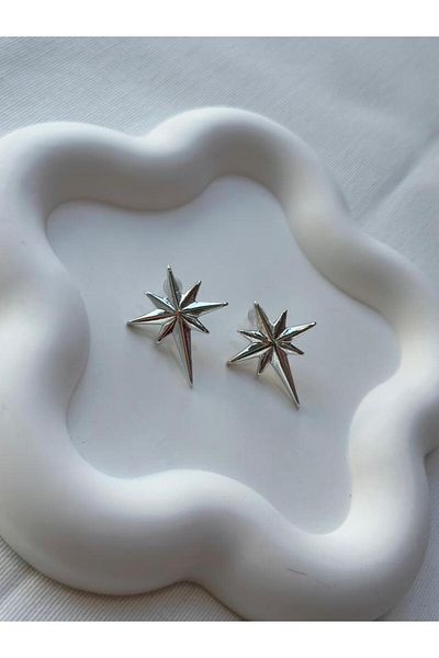 Jerie Silver Special Series Brass Plated Shimal Star Trend Earrings