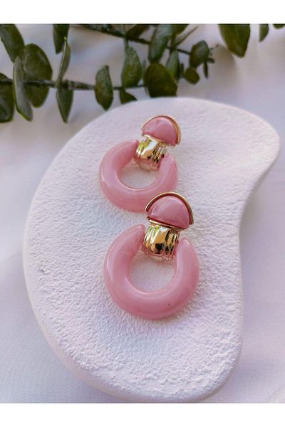 Jerie Vintage Colored Hoop Earrings - Gold Detailed