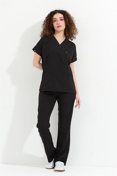 Çatı Medikal Happiness Spaniard - Set de tricou Lycra Doctor Nurse Scrubs Uniforme Costum chirurgical (FEMEI), Siya