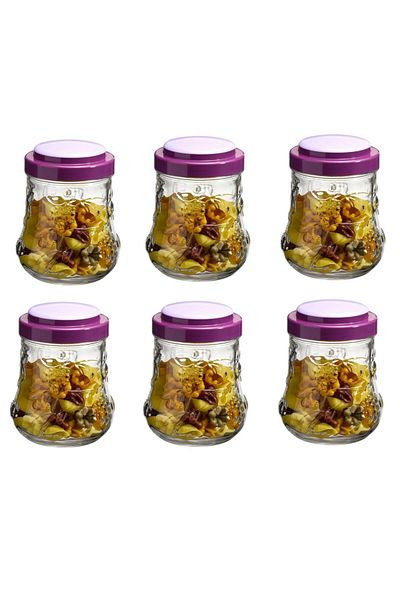 Paşabahçe Garden 6-Piece Glass Jar 1000 Cc Food Beard Jar 80066 Purple