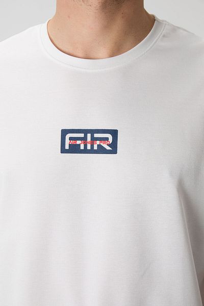 AIR JONES Ανδρικό T-Shirt από βαμβακερό εκρού με υφή υπερμεγέθης εφαρμογής 88367