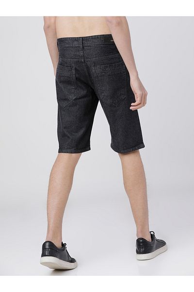 Highlander By Styli Solid Slim Fit Denim Shorts