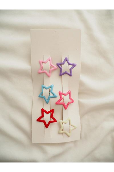 Planet Butik 6-Piece Colorful Star Snap Buckle
