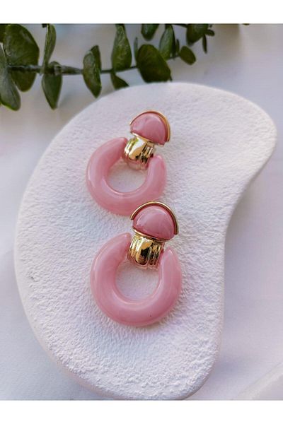 Jerie Vintage Colored Hoop Earrings - Gold Detailed